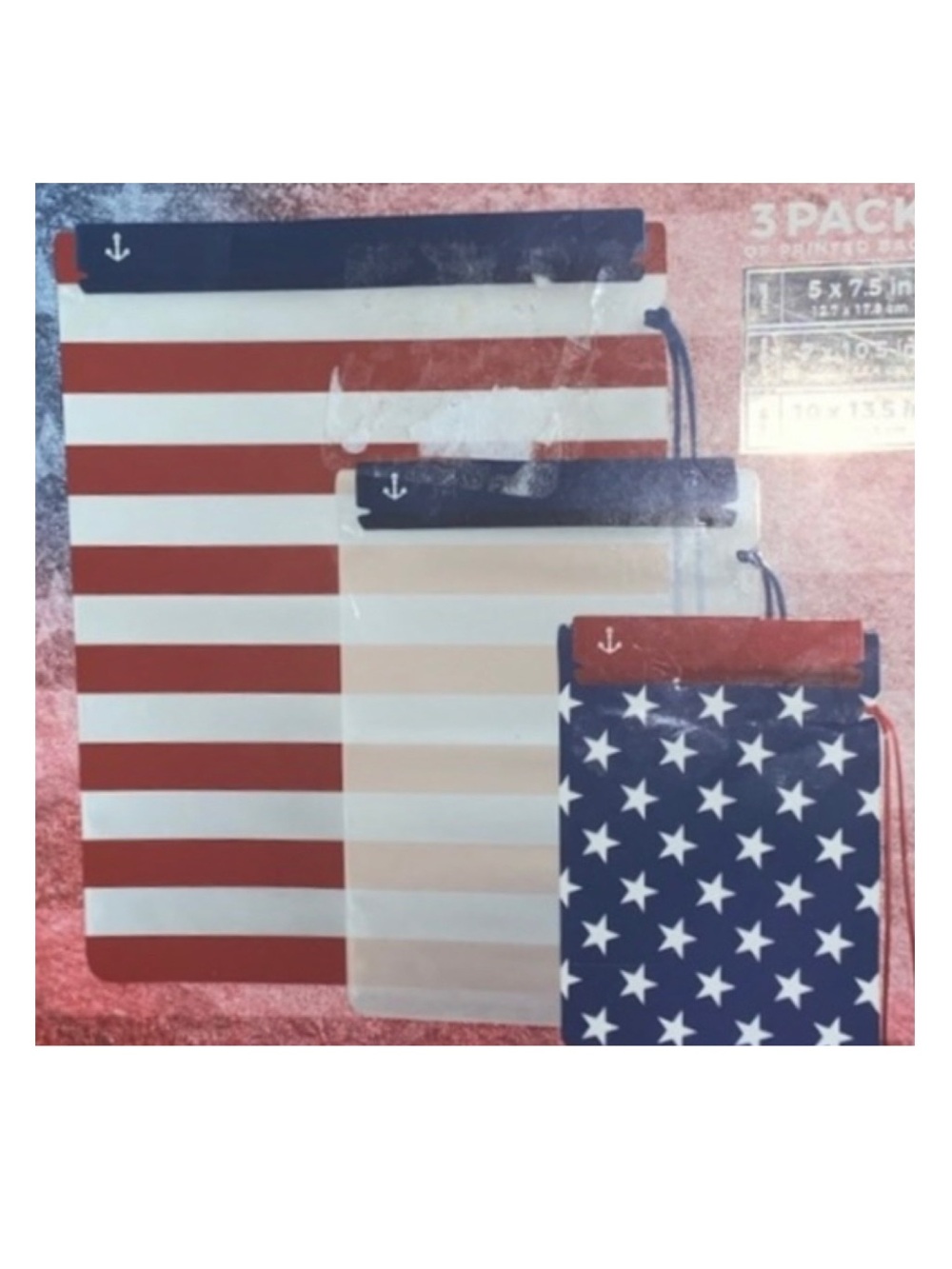 🇺🇸🎆 Dry Bags South Beach Water Resistant Dry Bags Blue & Red Stars/Stripes NIB